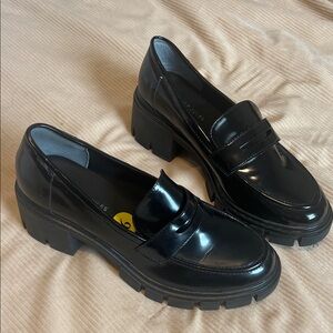 Sincerely Jules Glossy Black Platform Loafers